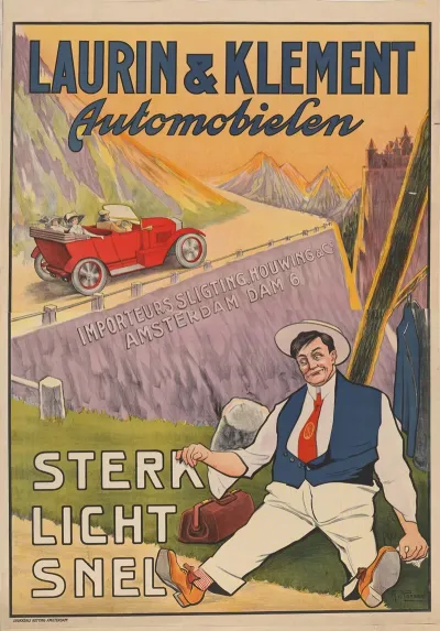Affiche Voor Laurin Klement Automobielen Naar Nederland Geimporteerd Door Sligting Houwing Co