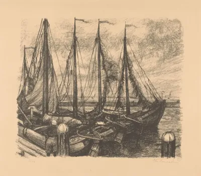 Afgemeerde Vissersschepen In Een Haven