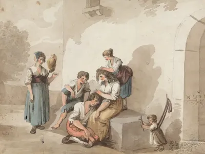 After Pinnelli Group Of Peasants Outside A House