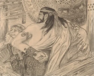 Agamemnon Powstaje Na Achillesa I Menelaos Dwaj Atrydzi Ilustracja Do Iliady Homera