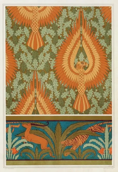 Aigles Et Chene Papier Peint Antilopes Tigres Cactus Et Palmiers Bordure