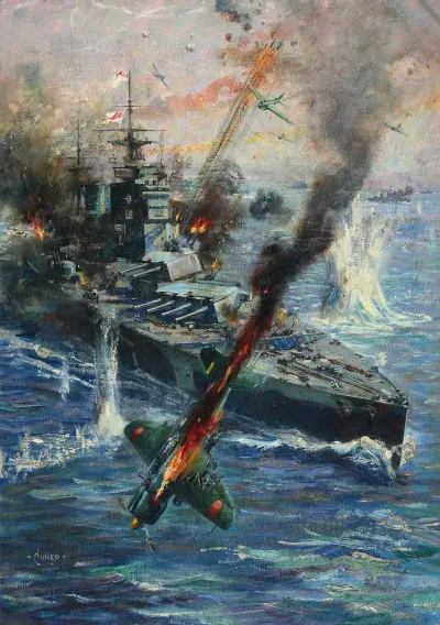 Aircraft Attack British Battleship