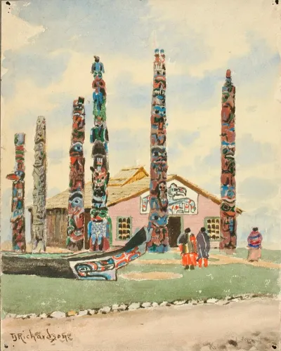 Alaska Building With Totems At St Louis Exposition