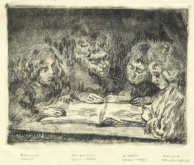 Alberto Diego Ottilia Und Bruno Beim Lesen