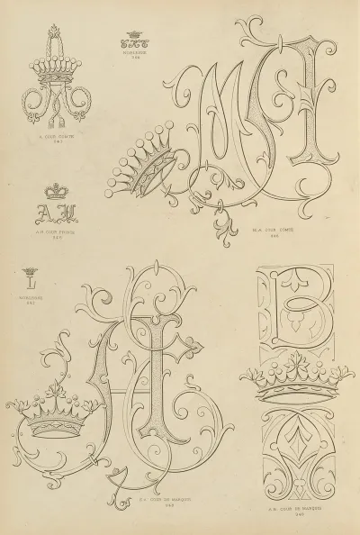 Album De Chiffres Monogrammes Couronnes De Noblesse Françaises Et Etrangeres Pl 086
