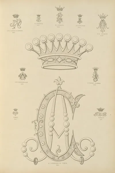 Album De Chiffres Monogrammes Couronnes De Noblesse Françaises Et Etrangeres Pl 087