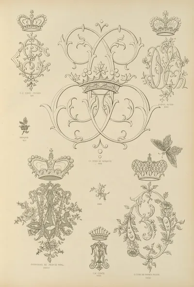 Album De Chiffres Monogrammes Couronnes De Noblesse Françaises Et Etrangeres Pl 093