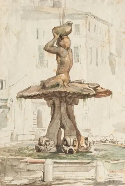 Album With Views Of Rome And Surroundings Landscape Studies Page 17a Roman Fountian