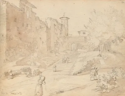 Album With Views Of Rome And Surroundings Landscape Studies Page 27a Frascati