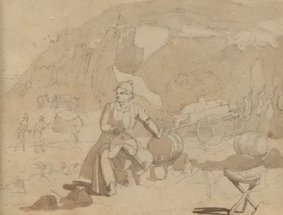Album With Views Of Rome And Surroundings Landscape Studies Page 39a Figure In A Landscape