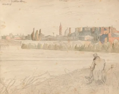 Album With Views Of Rome And Surroundings Landscape Studies Page 48a Roman Panoramic View