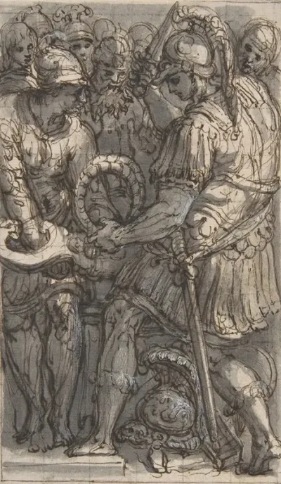 Alexander Cutting The Gordian Knot Study For A Fresco In The Castel Santangelo Rome