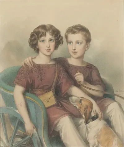 Alfred And Adam Potocki As Boys Sitting In A Carriage