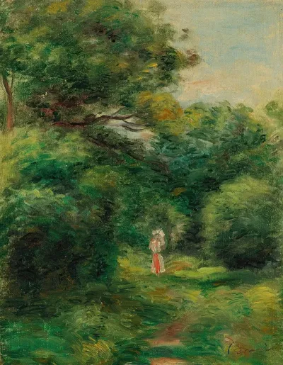 Allee Dans Un Bois Femme Avec Enfant Dans Les Bras