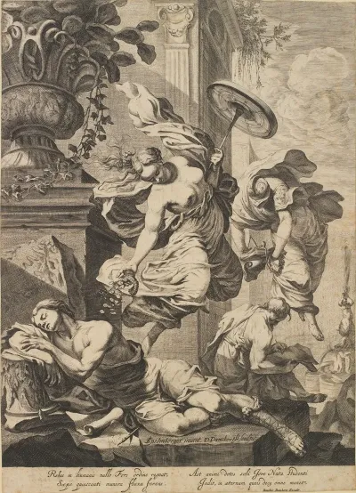 Allegori Med Fortuna Og En Sovende Kunstner