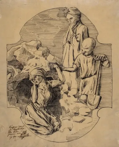 Allegorical Composition Design For A Bass Relief For The Church Of The Holy Cross In Krakow