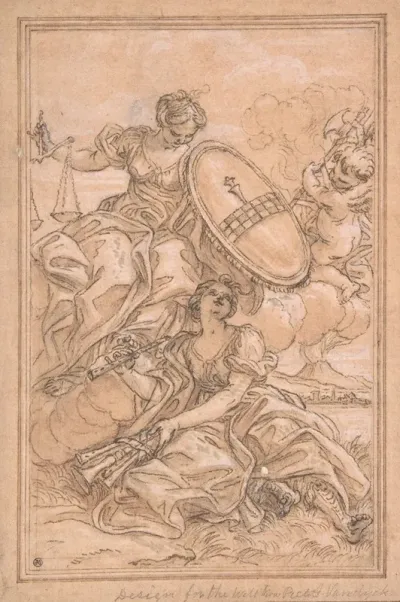 Allegorical Composition Music And Justice With The Spinola Arms