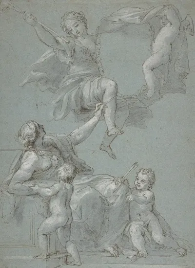 Allegorical Composition With Figures Of Painting And Fame