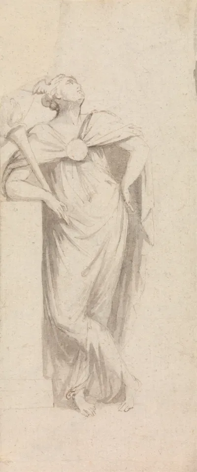 Allegorical Female Figure Holding A Flaming Torch