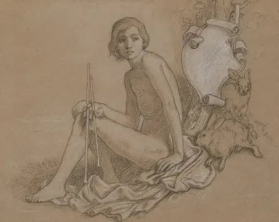 Allegorical Figure With Double Aulos