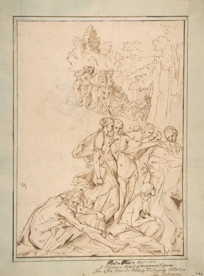 Allegorical Figures On Mount Parnassus Study For The Etching Triumph Of Painting