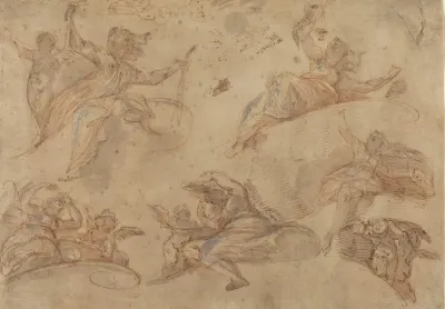 Allegorical Figures Seen From Below