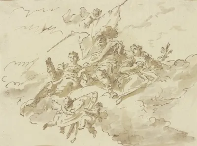 Allegorische Figurengruppe Auf Wolken