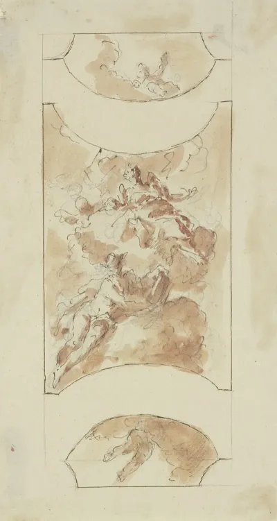 Allegorische Figurengruppe Mit Putten Auf Wolken