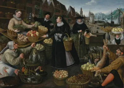 Allegory Of Autumn A Fruit And Vegetable Stall Above The Weinmarkt In Frankfurt