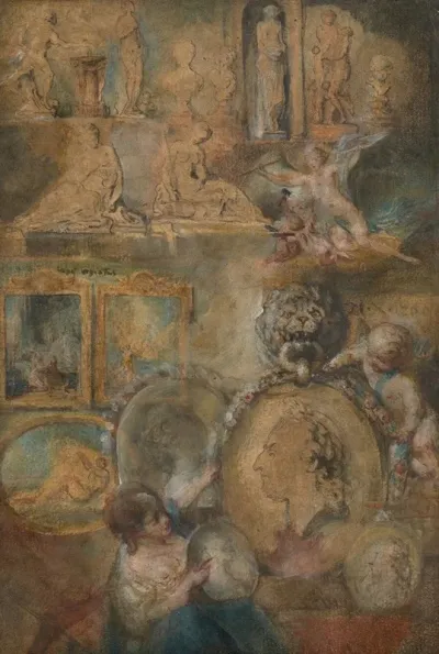 Allegory Of Louis Xv As Patron Of The Arts With Paintings And Sculpture From The Salon Of 1769