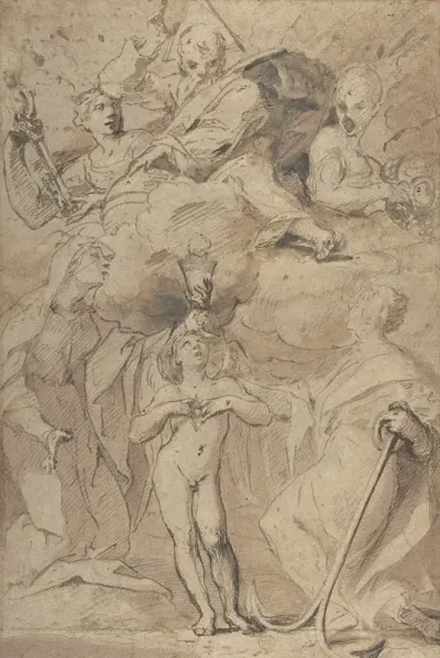 Allegory Of Religion God The Father Above Faith Hope And Charity Below