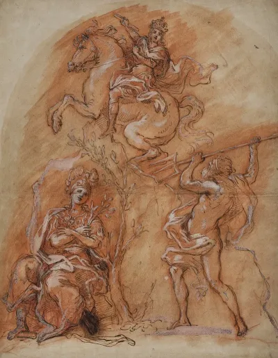 Allegory With An Equestrian Monument Minerva And Neptune