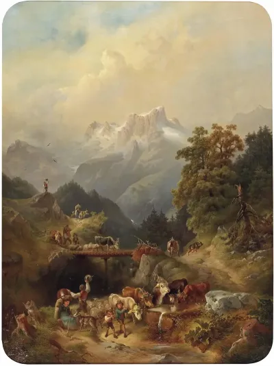 Almabtrieb Im Hochgebirge