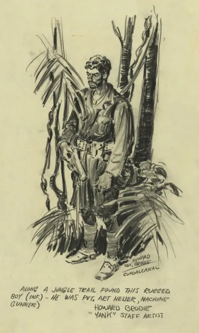 Along A Jungle Trail Found This Rugged Boy Inf He Was Pvt Art Neuer Machine Gunnder