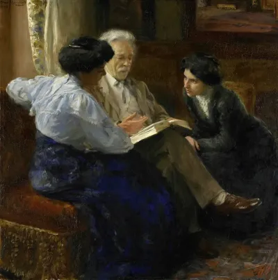 Alphons Marie Antoine Joseph Grandmont 1837 1909 The Artists Second Husband Tutoring Two Italian Girls