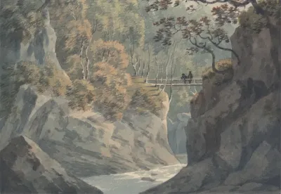 Alpine Bridge And Woodland Scenery Near Pistil Y Maw
