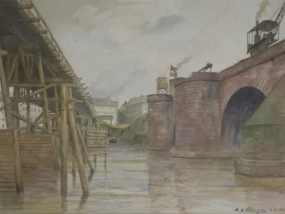 Alte Mainbrucke Und Notbrucke July 26 1914