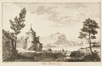 Am Bielersee Landschaft Mit Turm