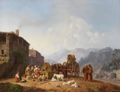 Am Dorfbrunnen In Den Italienischen Bergen