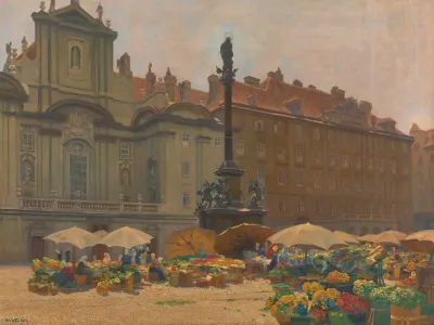 Am Hof Kirche Kriegsministerium Und Mariensaule Mit Blumenmarkt