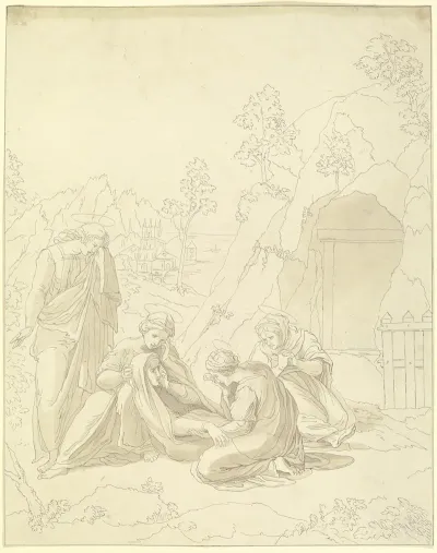 Am Ostermorgen Die Heiligen Frauen Maria Und Johannes Am Offenen Grabe Christi