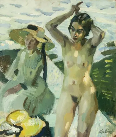 Am Ufer Iv Malmodell Toni Hasch Und Ihre Schwester Mina In Hartmannsberg