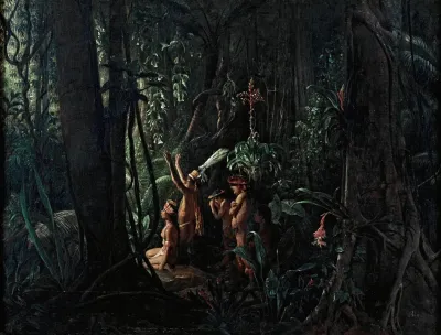 Amazonian Indians Worshiping The Sun God