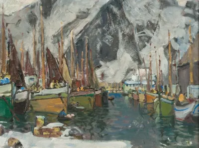 Among The Fishing Boats In Svolvaer Study From Lofoten