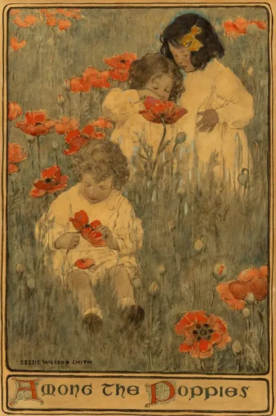 Among The Poppies The Child In A Garden