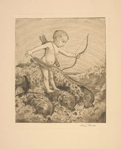 Amor Mit Drei Delphinen Cupid With Three Dolphins