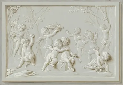 Amoretten Bei Der Weinlese Als Relief Dargestellt