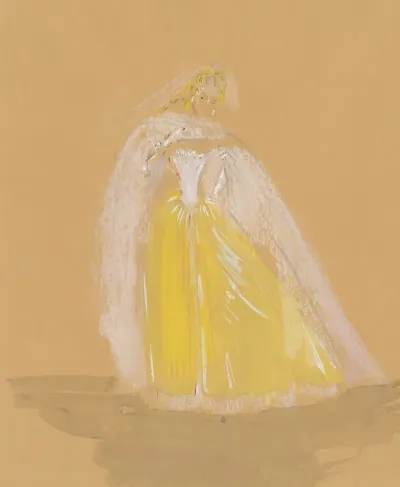 Amphitryon Maquette De Costume Robe Jaune Cape Blanche