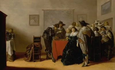 Amsterdam An Elegant Company In Conversation Playing Games And Drinking In An Interior