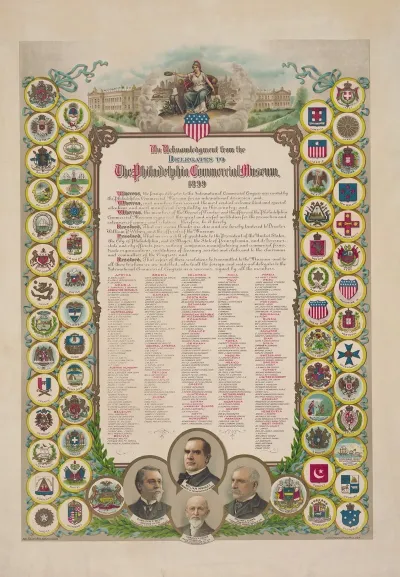 An Acknowledgment From The Delegates To The Philadelphia Commercial Museum 1899